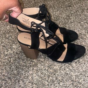 Black strappy heels